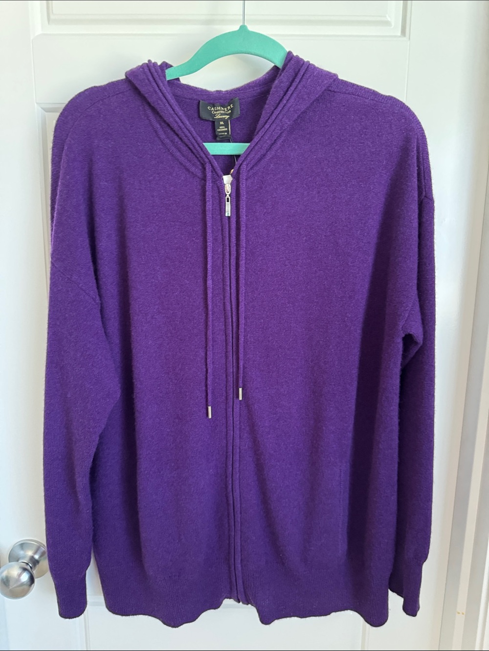 Purple Cashmere Zip Up Hooded Sweater